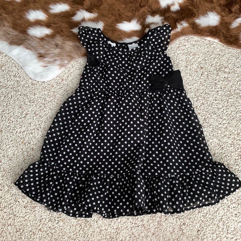 Koala Kids Black and White Polka Dot Ruffle Dress